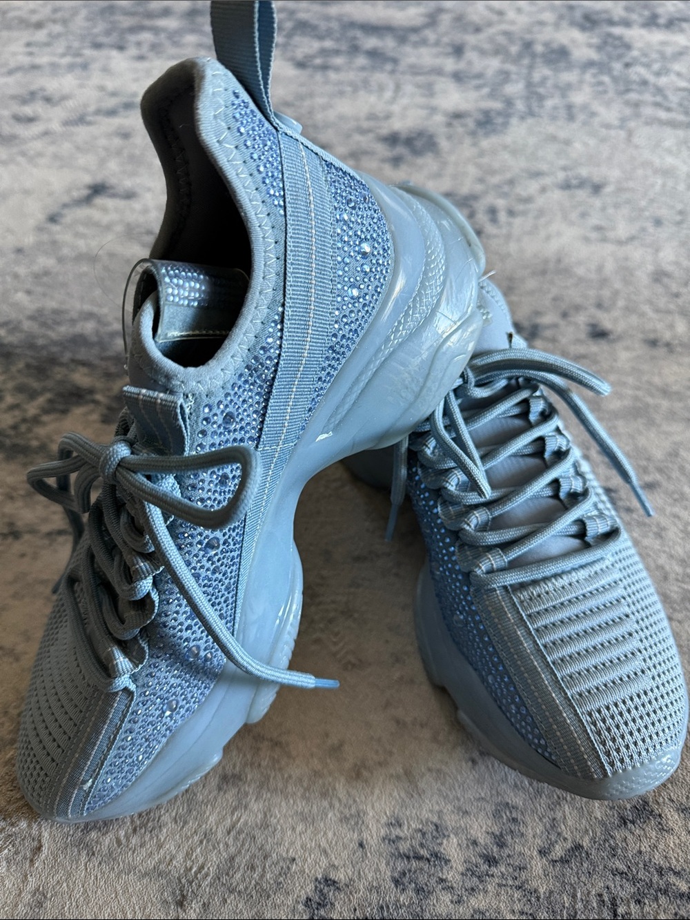 Steve Madden Light Blue Athletic Sneakers with Crystal Accents